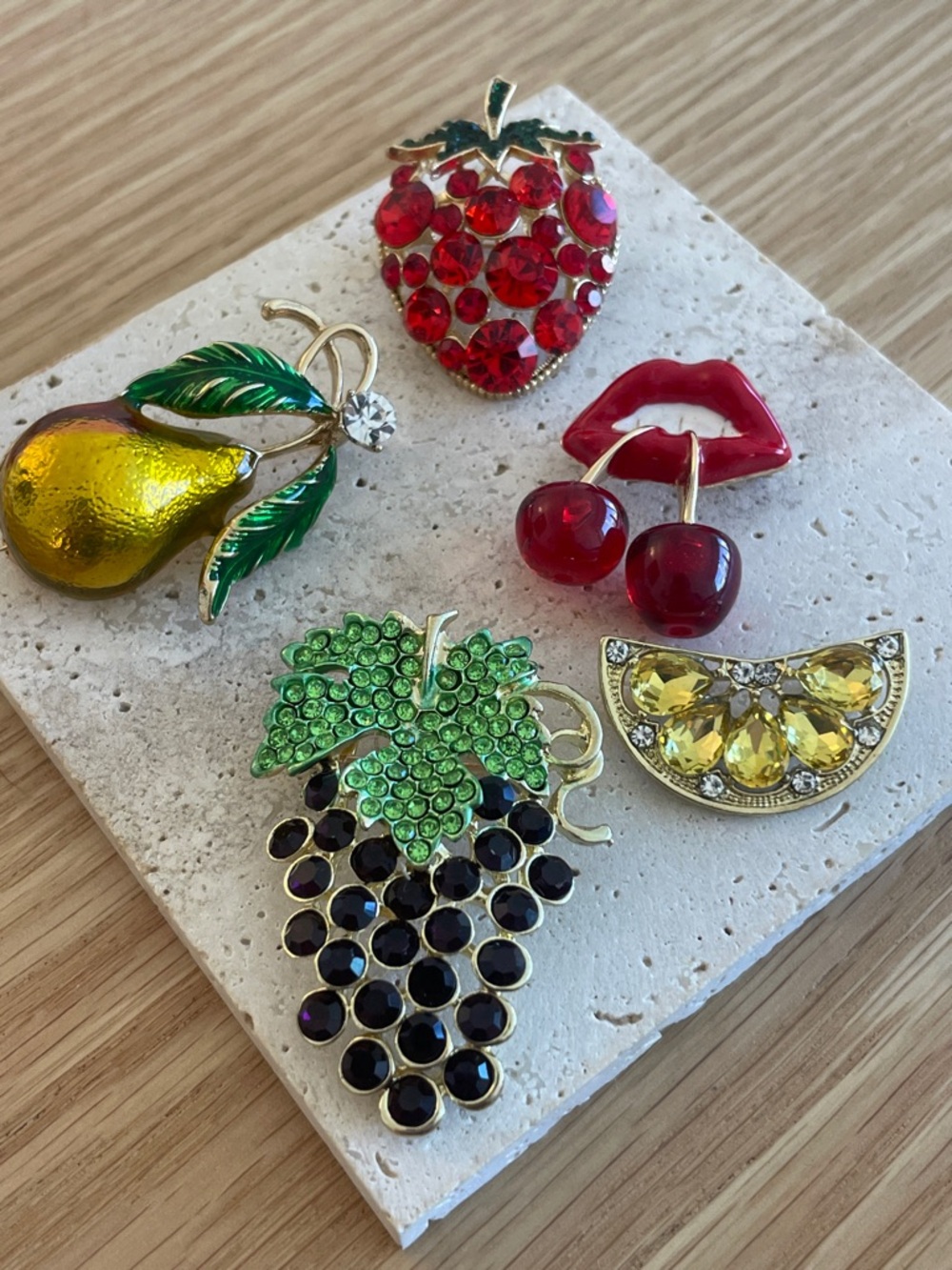 Fruit Brooch Bundle Strawberry Cherry Lemon Lips Coquette Y2K Whimsical Jewelry
